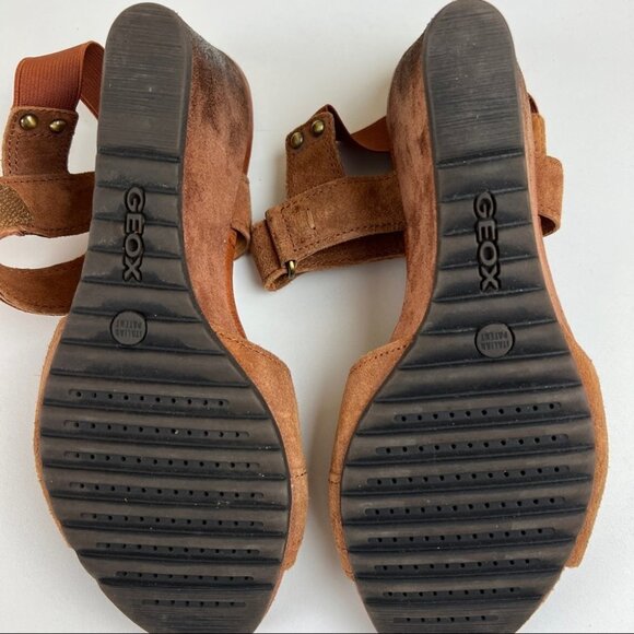 GEOX Respira Tan Leather Wedges - Picture 6 of 10